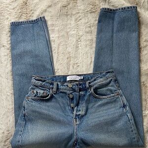 Stockholm Atelier Blue Denim Jeans with Tan Stitching